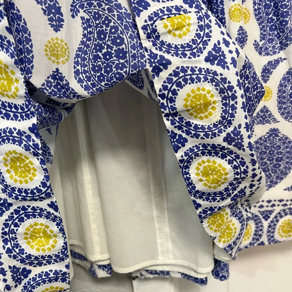 BODEN LIZZIE COTTON PREPPY PAISLEY BLUE & YELLOW SLEEVELESS MIDI DRESS SIZE 2 - Picture 7 of 15